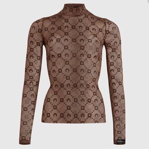 Brown Patterned Long Sleeve Top and tights marine serre SET